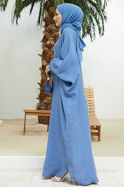6571-Fendi Modal  Abaya İndigo - 2