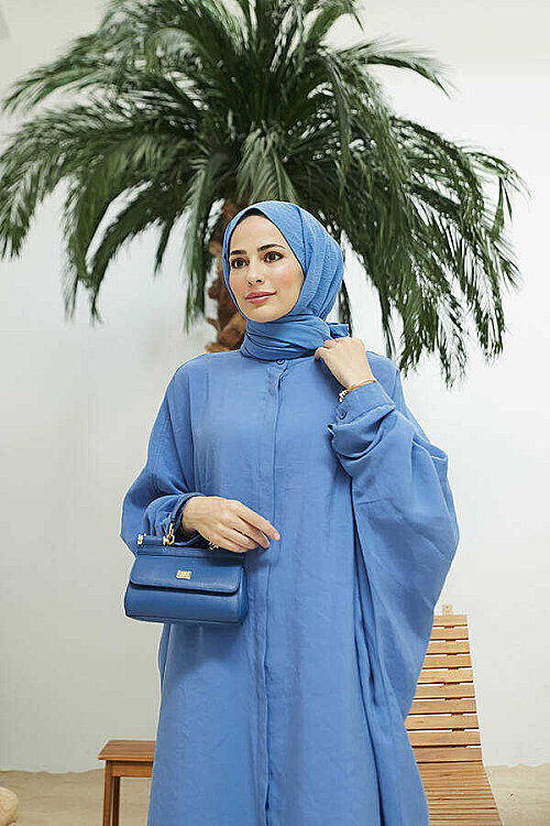6571-Fendi Modal  Abaya İndigo - 3
