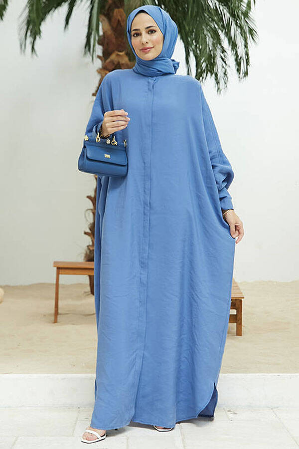 6571-Fendi Modal Abaya İndigo