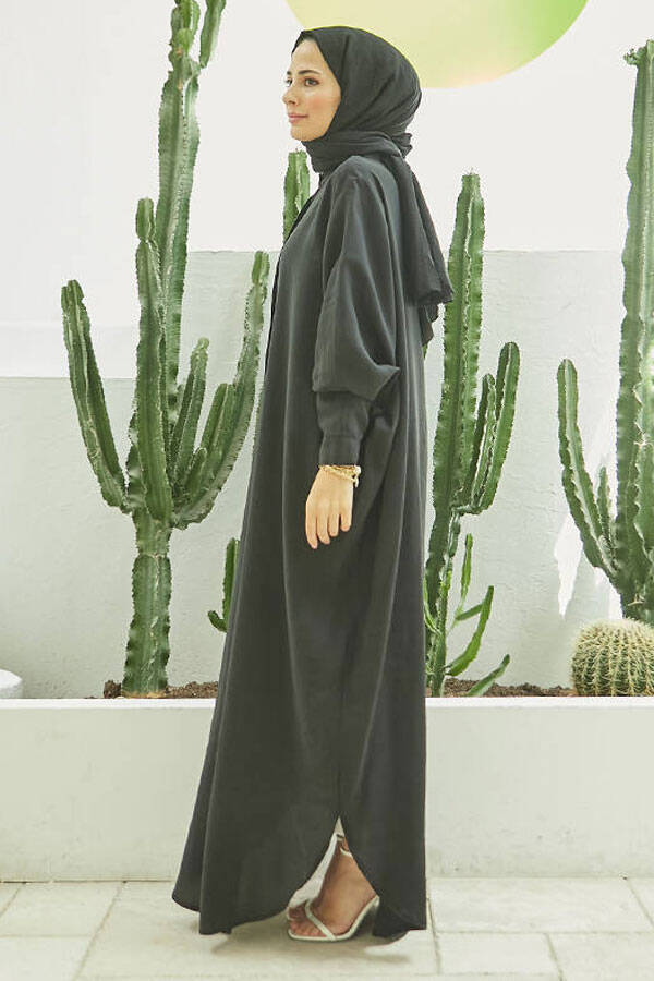 6571-Fendi Modal Abaya Siyah