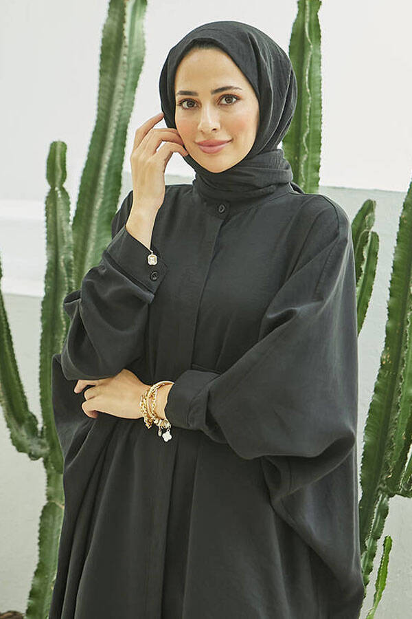 6571-Fendi Modal Abaya Siyah