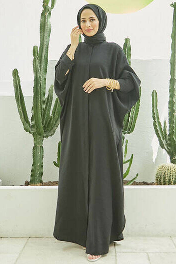 6571-Fendi Modal Abaya Siyah