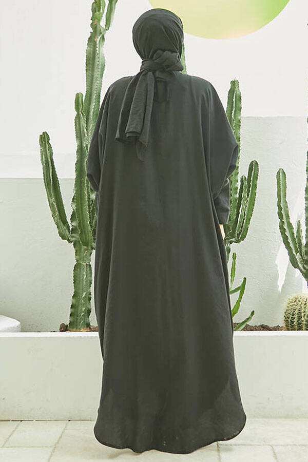 6571-Fendi Modal Abaya Siyah