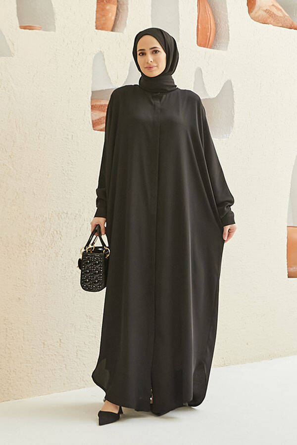 6571-Krep Abaya Siyah