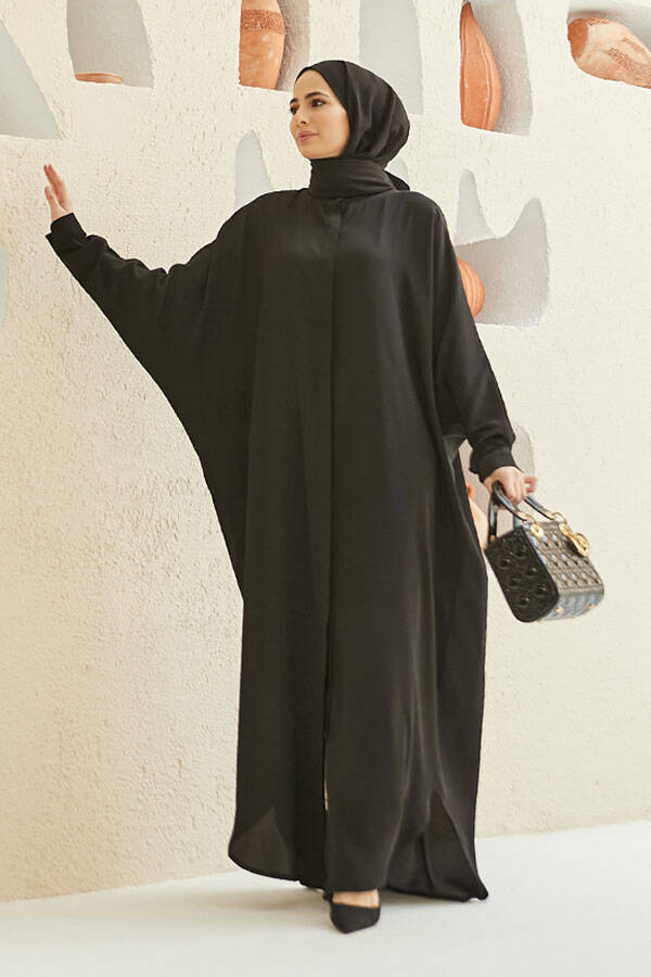 6571-Krep Abaya Siyah