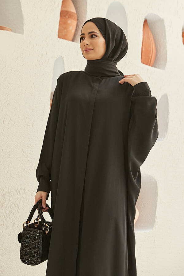 6571-Krep Abaya Siyah