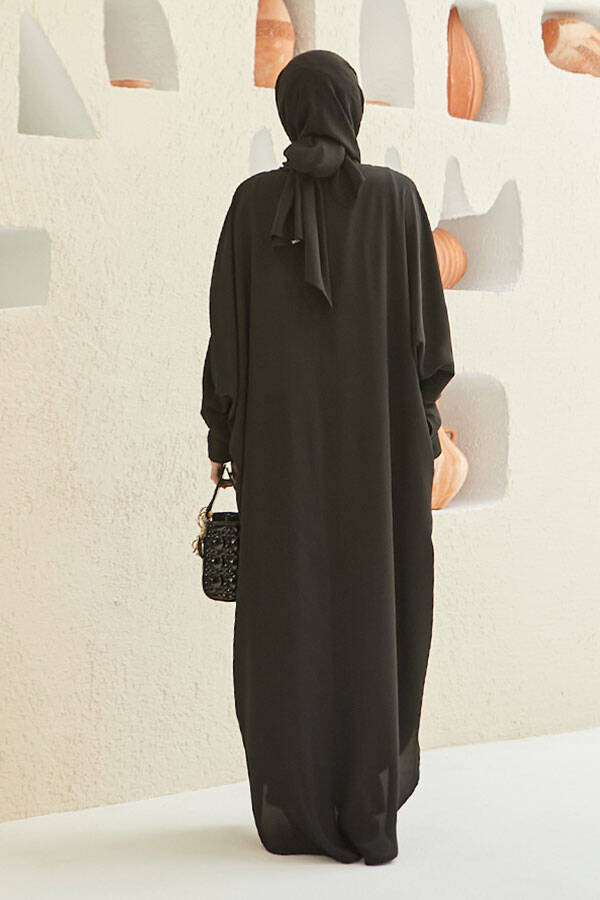 6571-Krep Abaya Siyah