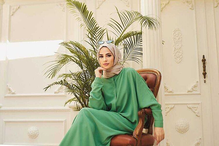 6571-Krep Abaya Açık Yeşil - 11