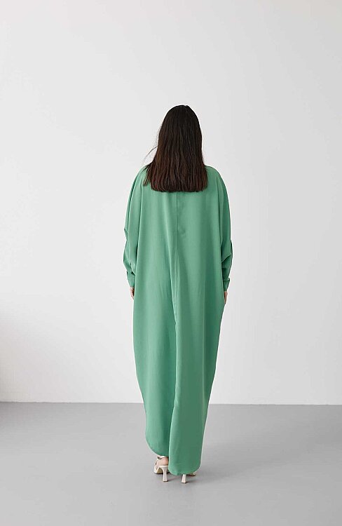 6571-Krep Abaya Açık Yeşil - 7