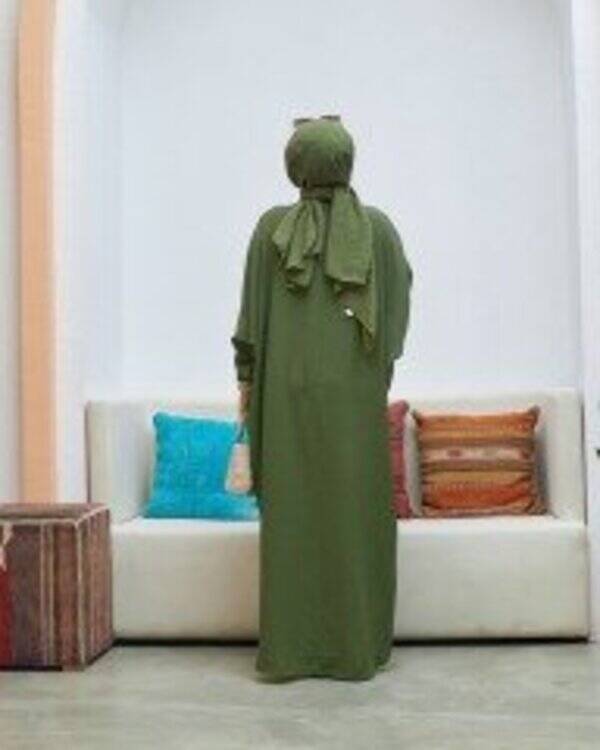 6571-Krep Abaya Haki