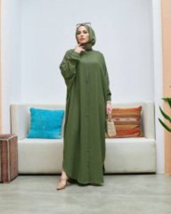 6571-Krep Abaya Haki