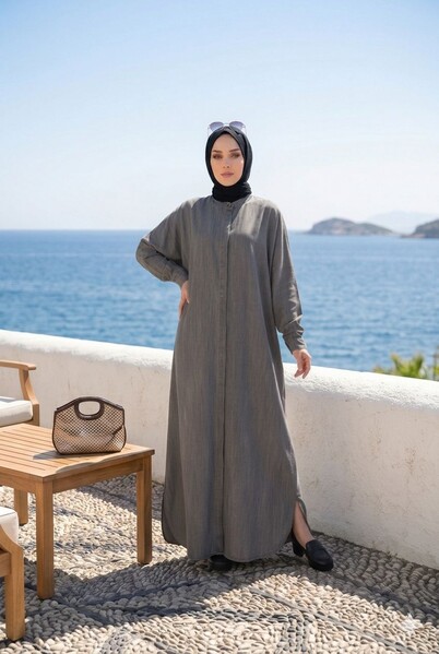 Neways - 6571-Denim Tensel Abaya Gri