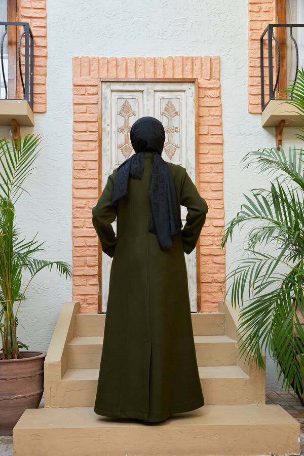 6577-Kaşe Pardesü Haki