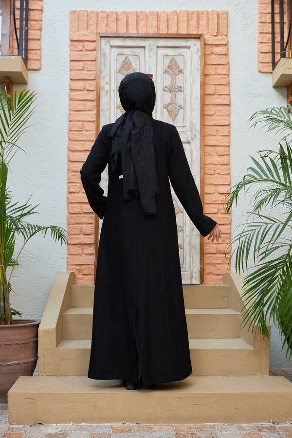 6577-Kaşe Pardesü Siyah