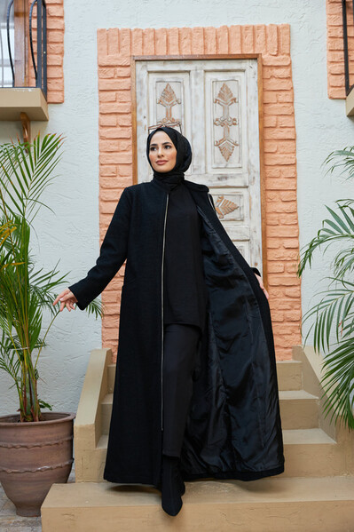 Neways - 6577-Kaşe Pardesü Siyah