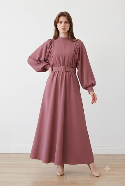 Neways - 6583-Krep Elbise Gül Kurusu