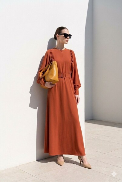 Neways - 6583-Krep Elbise Taba