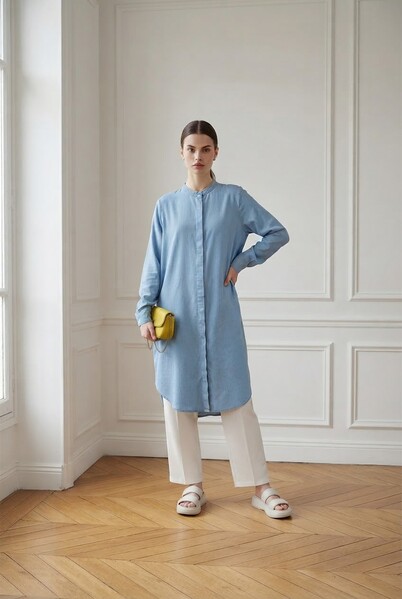 Neways - 6600-Denim Standart Tunik Mavi