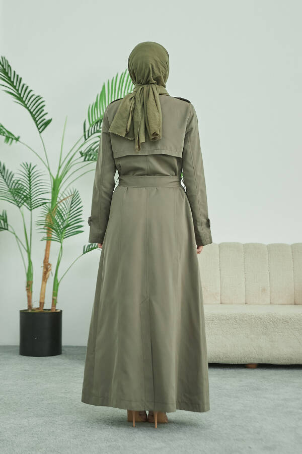 6604- Uzun TRENCH Trençkot Haki