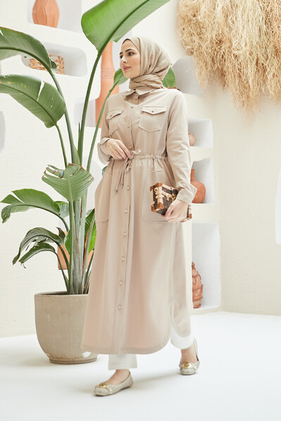Neways - 6613-Cepli Bağcıklı Tunik Bej