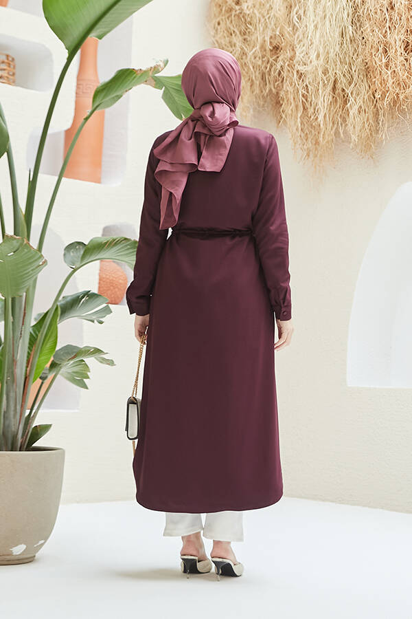 6613-Cepli Bağcıklı Tunik Bordo