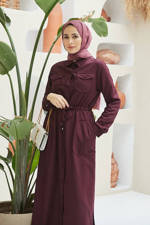 6613-Cepli Bağcıklı Tunik Bordo