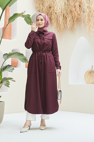 Neways - 6613-Cepli Bağcıklı Tunik Bordo