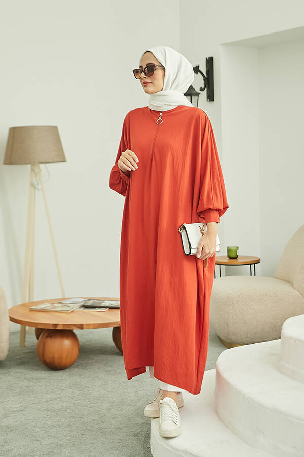 6630-Ancelina Standart Tunik Kiremit