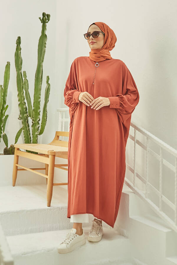 6630-Ancelina Standart Tunik Taba