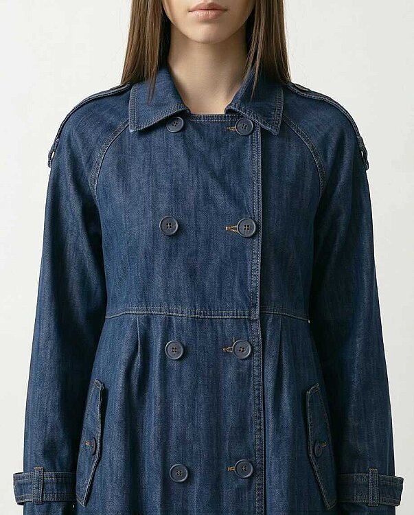 6632-Reglan Kollu Süs Pileli Denim Ceket Koyu Mavi - 5