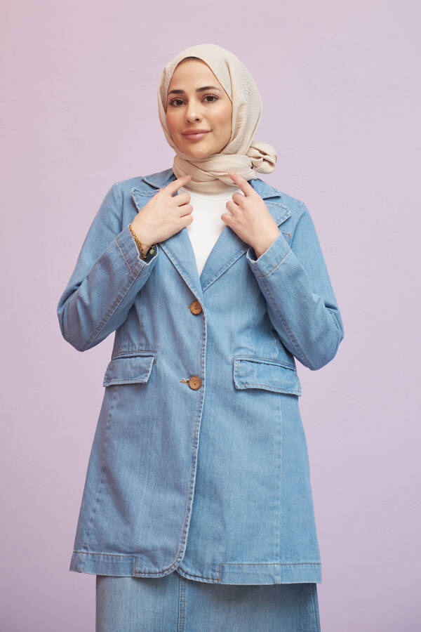 6633- Klasik Denim Ceket Mavi