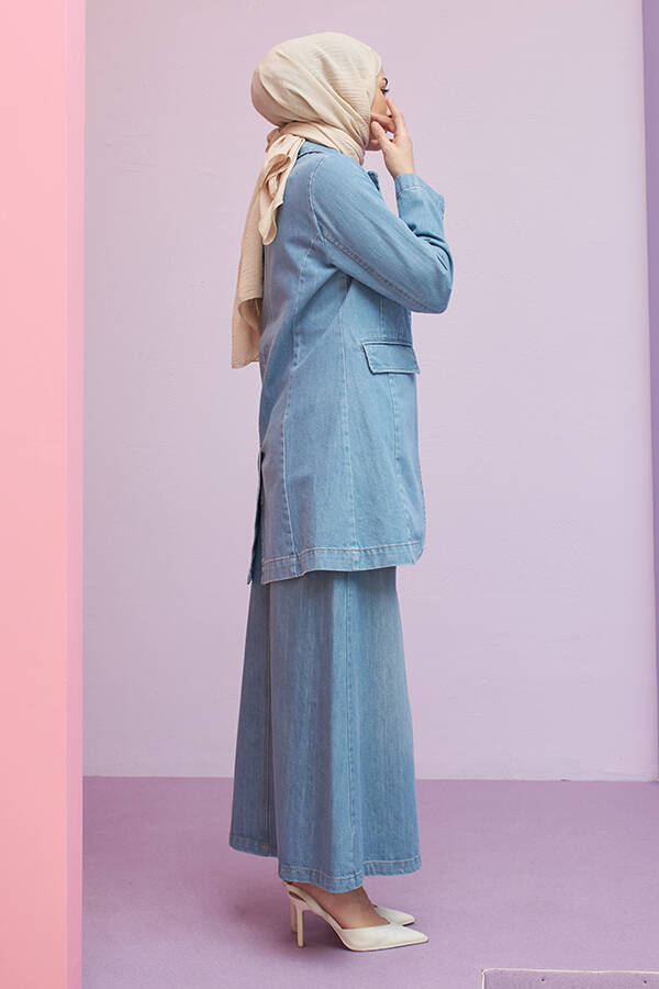 6633- Klasik Denim Ceket Mavi