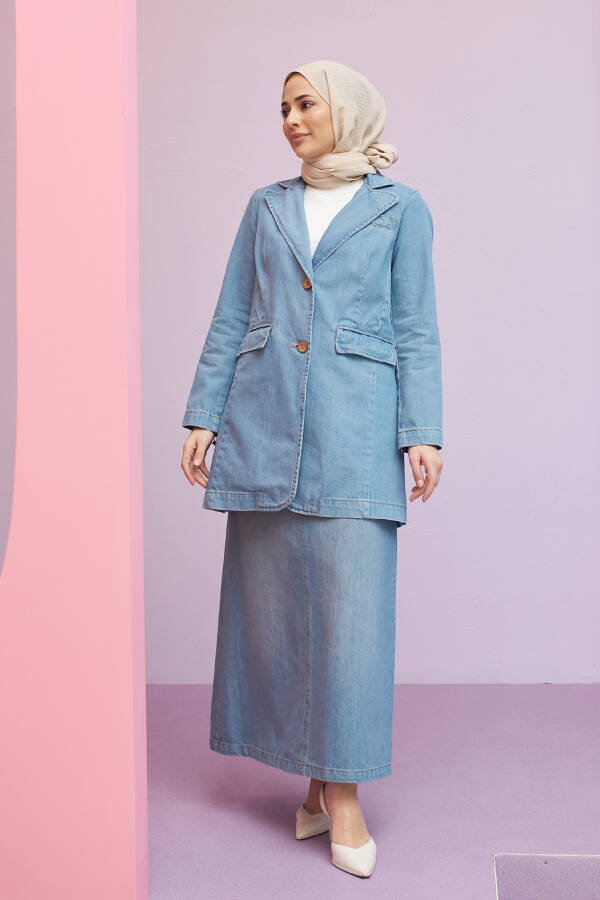 6633- Klasik Denim Ceket Mavi