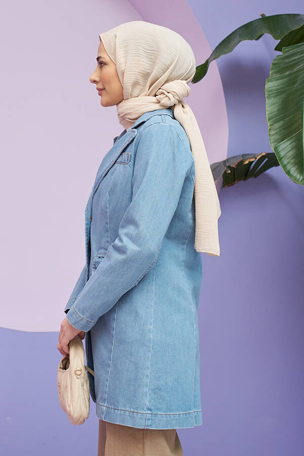 6633- Klasik Denim Ceket Mavi