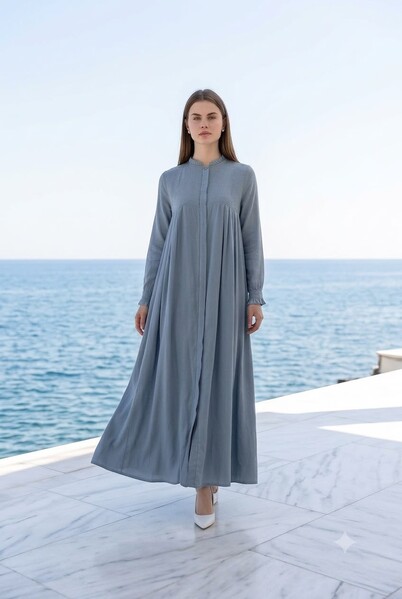 Neways - 6638-Taşlı Tensel Ferace Gri