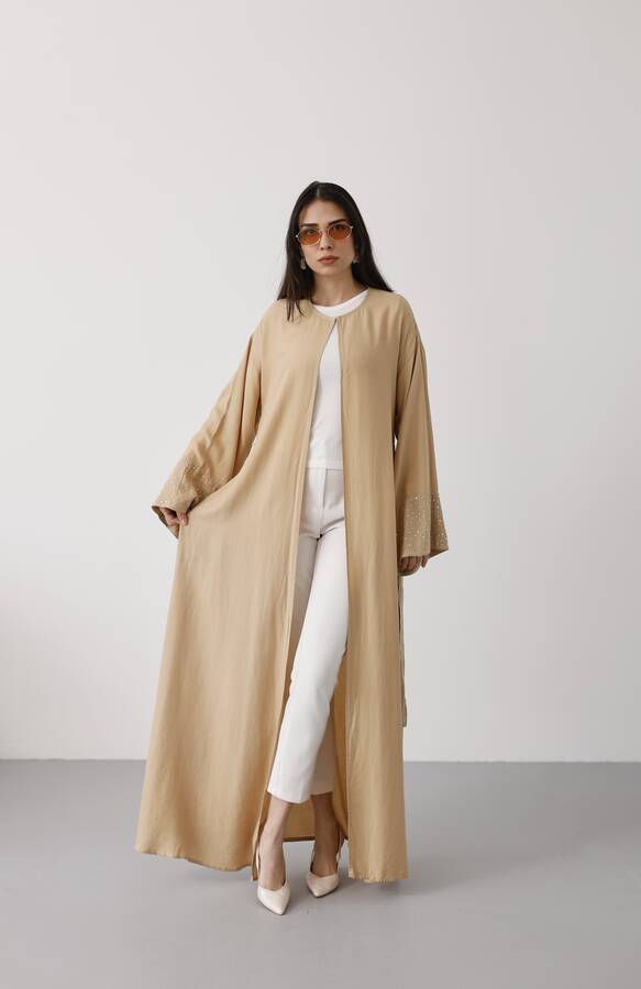 6642-Parça Boya Tensel Abaya Bej