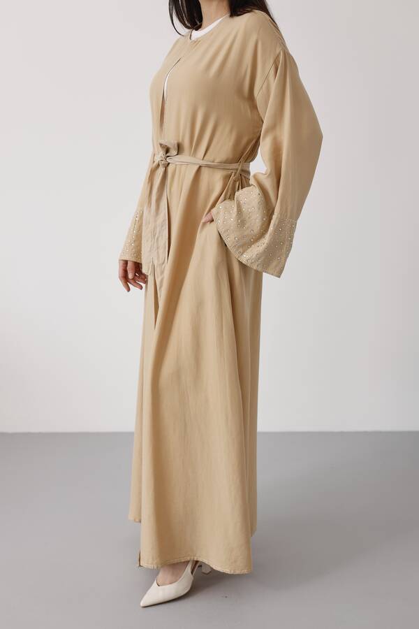 6642-Parça Boya Tensel Abaya Bej
