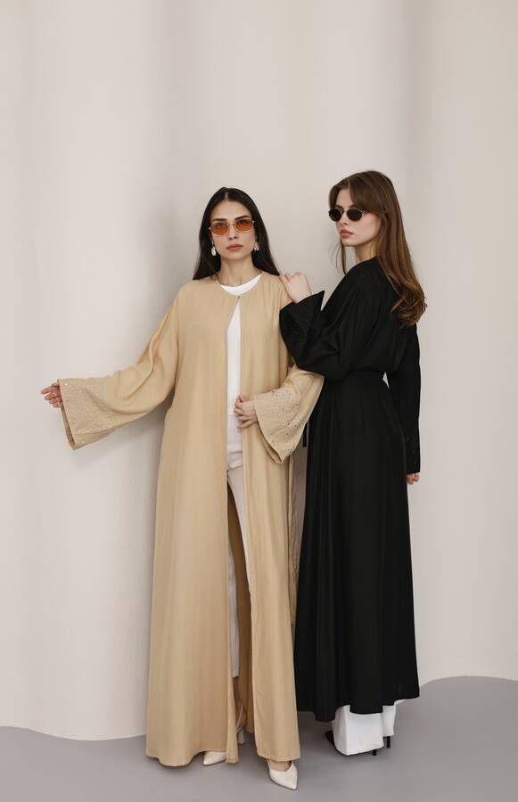 6642-Parça Boya Tensel Abaya Bej