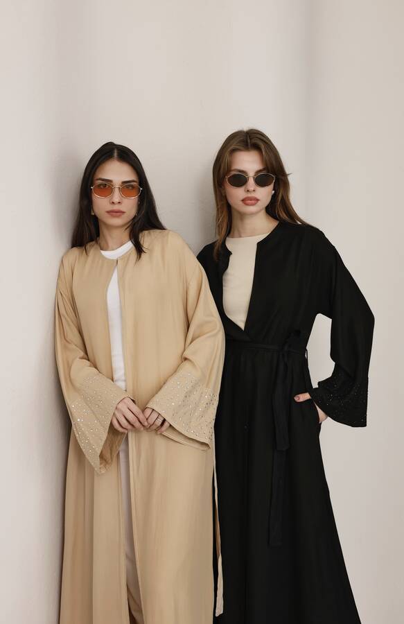 6642-Parça Boya Tensel Abaya Bej