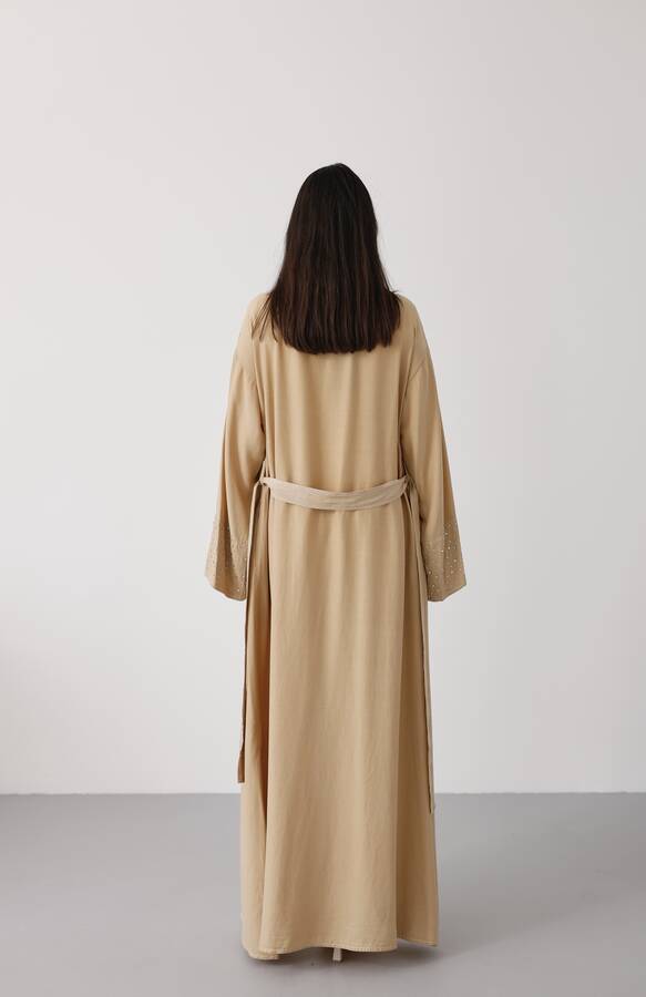 6642-Parça Boya Tensel Abaya Bej