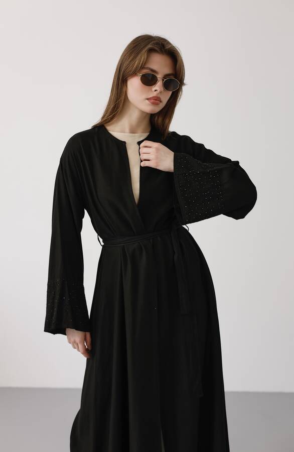 6642-Parça Boya Tensel Abaya Siyah