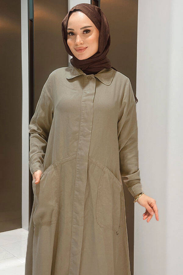 6648-Parça Boya Tensel Düğmeli Ferace Haki