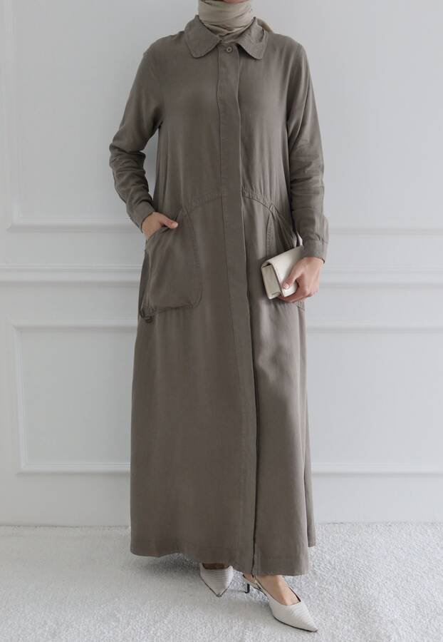 6648-Parça Boya Tensel Düğmeli Ferace Haki