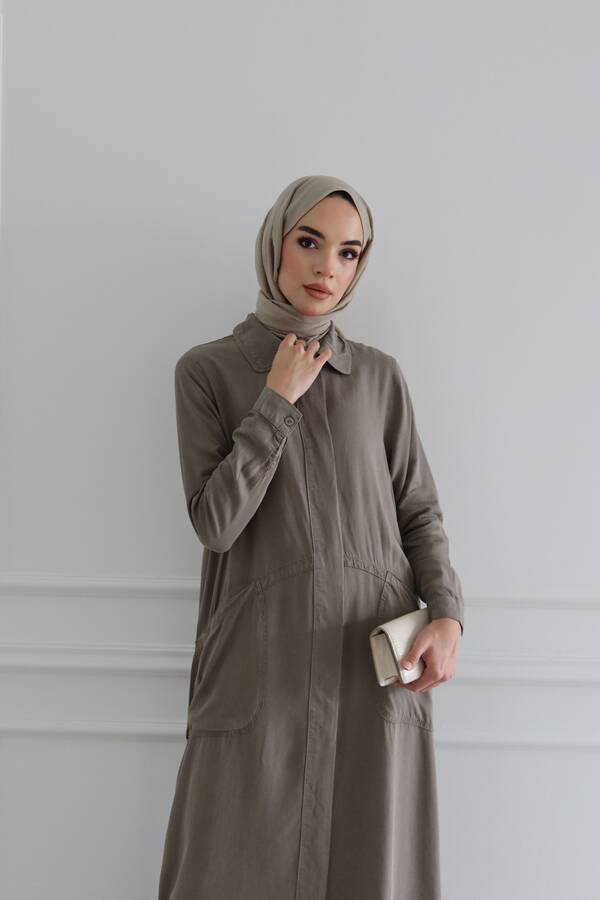 6648-Parça Boya Tensel Düğmeli Ferace Haki