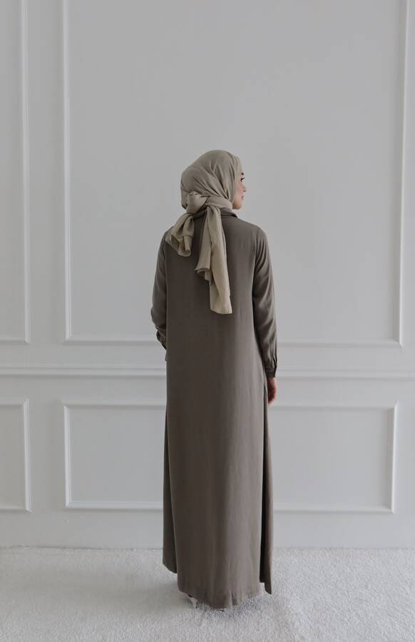 6648-Parça Boya Tensel Düğmeli Ferace Haki