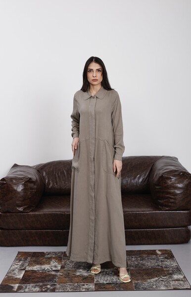 Neways - 6648-Parça Boya Tensel Düğmeli Ferace Haki