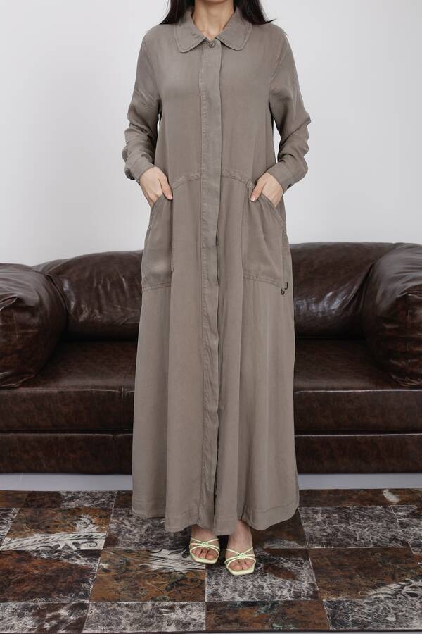 6648-Parça Boya Tensel Düğmeli Ferace Haki