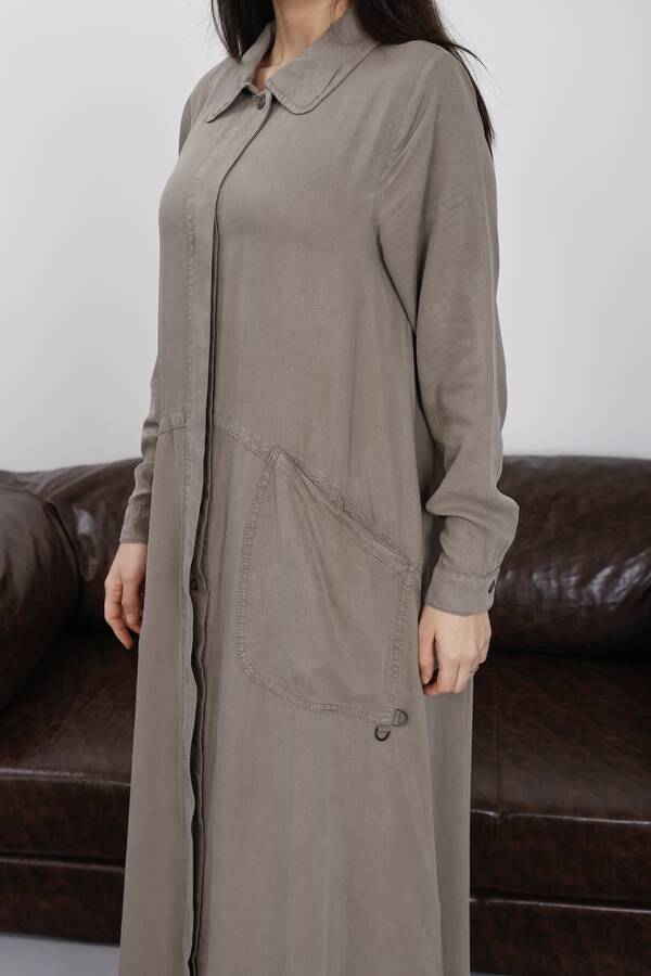 6648-Parça Boya Tensel Düğmeli Ferace Haki