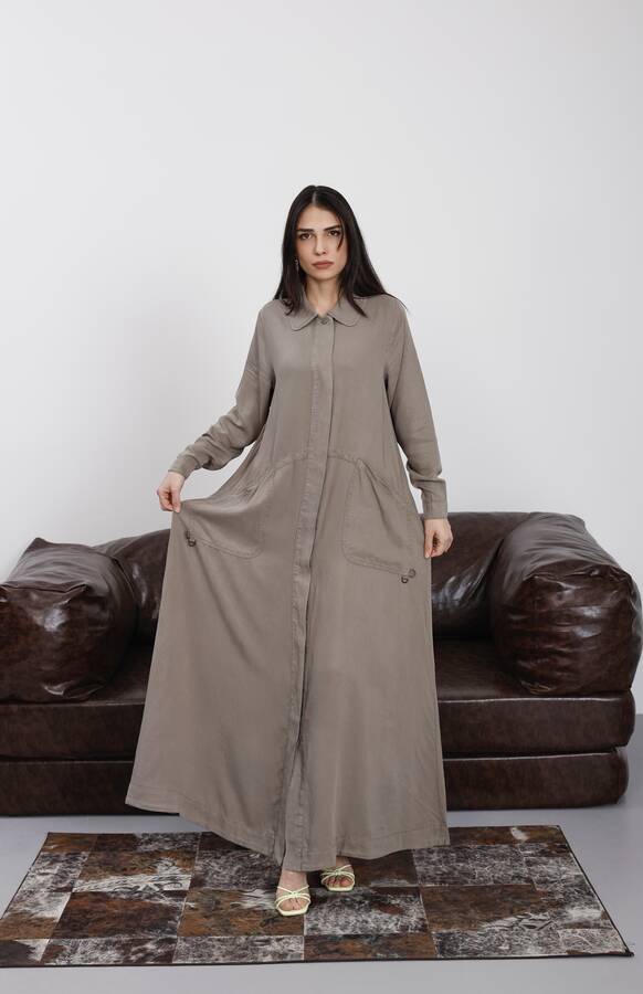 6648-Parça Boya Tensel Düğmeli Ferace Haki