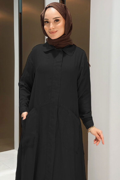 Neways - 6648-Parça Boya Tensel Düğmeli Ferace Siyah